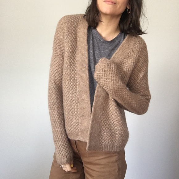 Sweaters - Camel knit wool cardigan